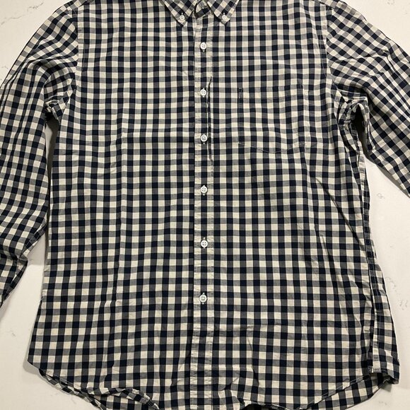 J Crew Slim Fit Button Up Long Sleeve Mens Blue & White Gingham Plaid Size:L - Picture 5 of 10